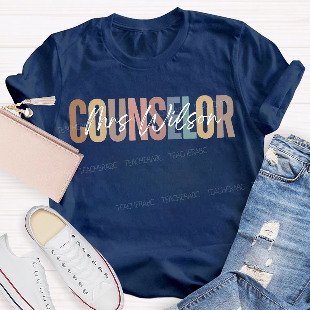Personalized Name Counselor Colored Fonts T-shirt