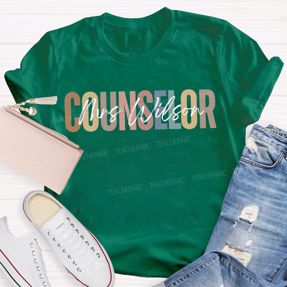 Personalized Name Counselor Colored Fonts T-shirt