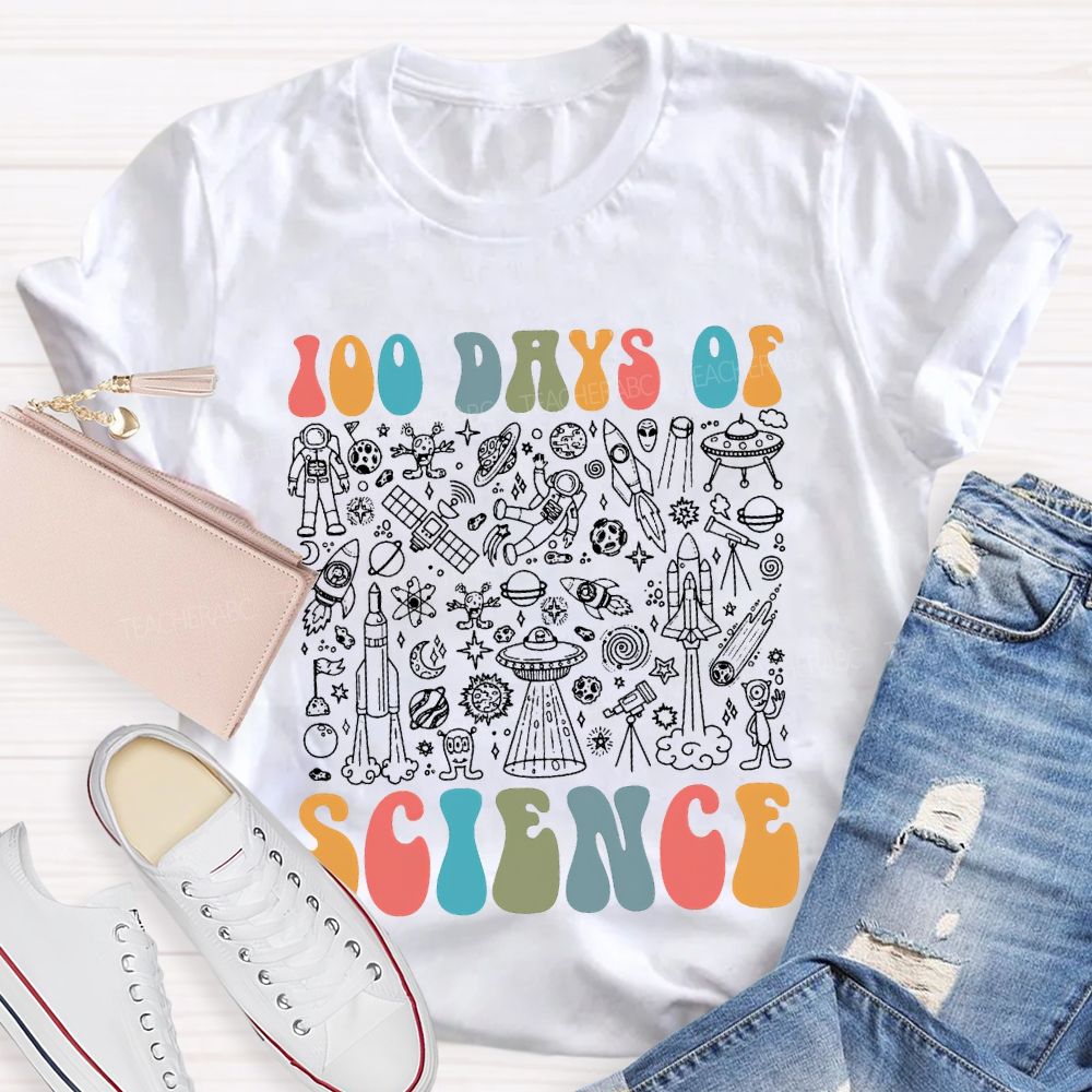 100 Days Of Science Simple Line Drawings Of Scientific Elements T-shirt