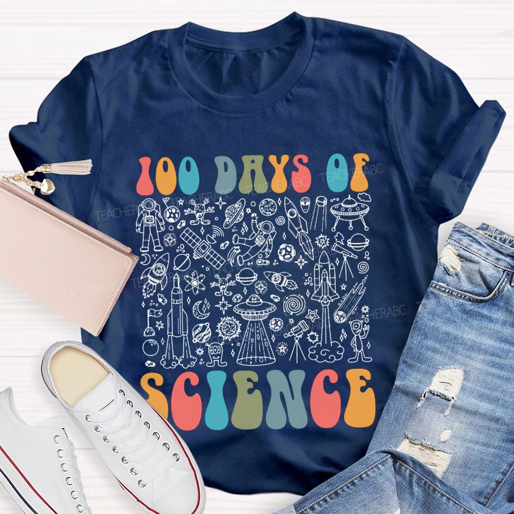 100 Days Of Science Simple Line Drawings Of Scientific Elements T-shirt