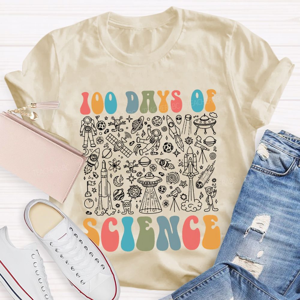 100 Days Of Science Simple Line Drawings Of Scientific Elements T-shirt