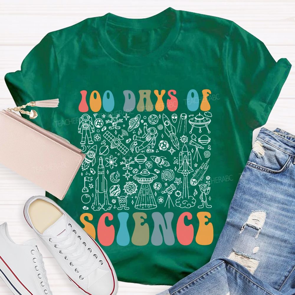 100 Days Of Science Simple Line Drawings Of Scientific Elements T-shirt