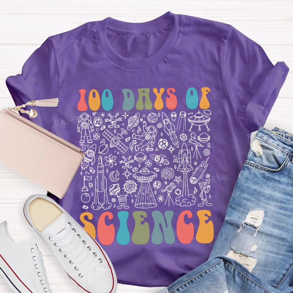 100 Days Of Science Simple Line Drawings Of Scientific Elements T-shirt