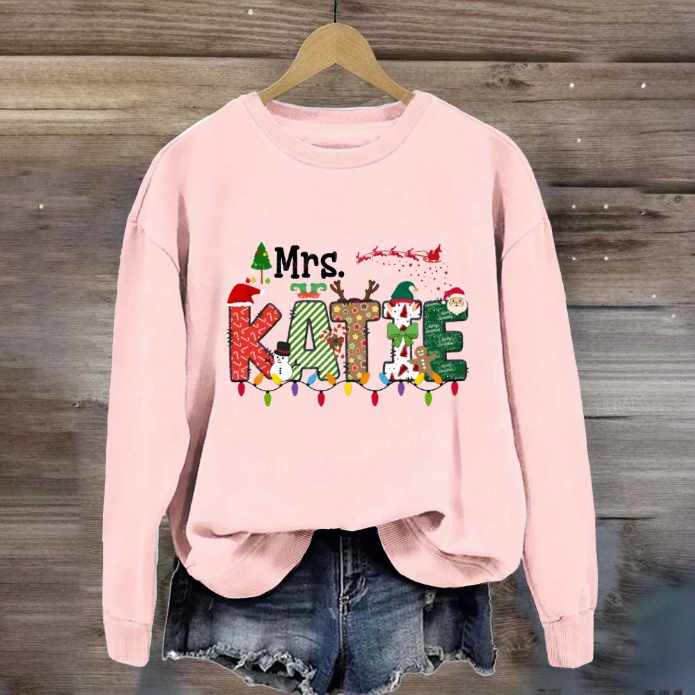 Personalized Name Christmas Lights And Christmas Vibes Fonts Sweatshirt
