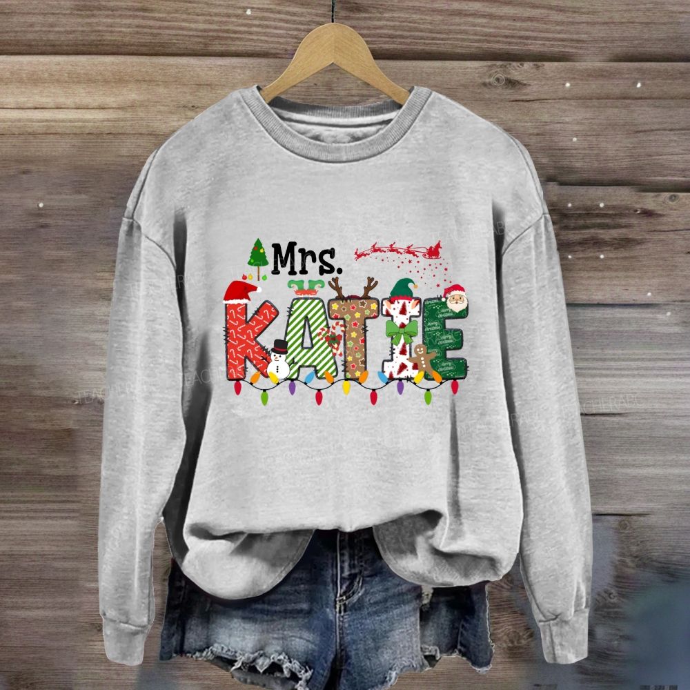 Personalized Name Christmas Lights And Christmas Vibes Fonts Sweatshirt