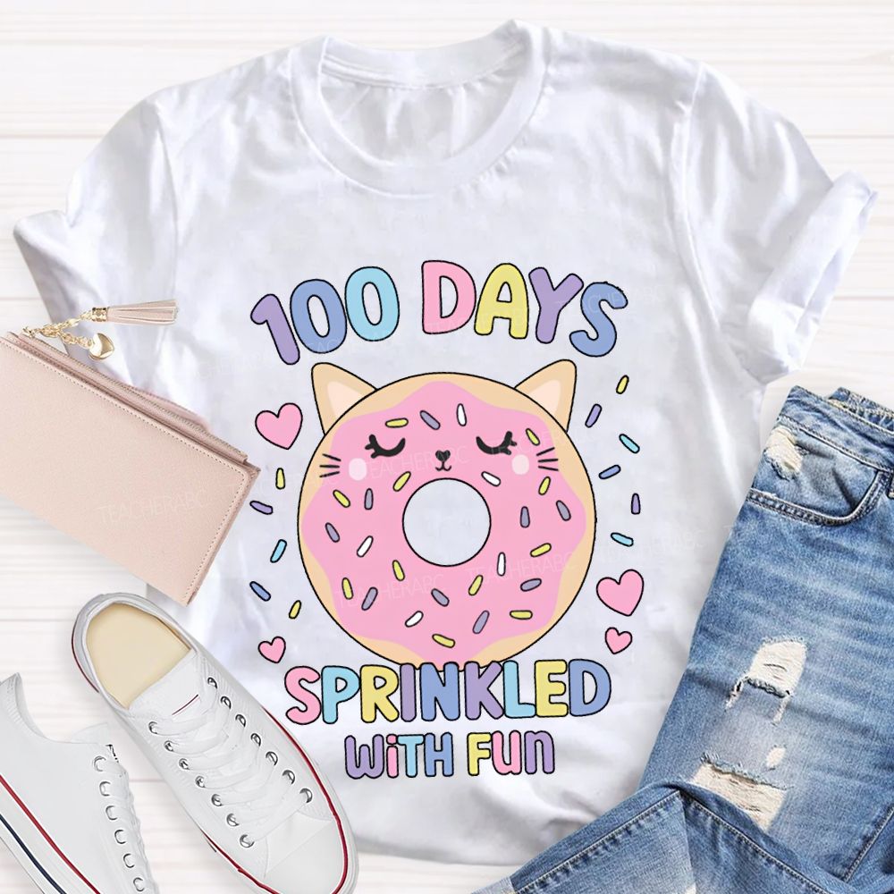 100 Days Sprinkled With Fun Pink Donuts T-Shirt