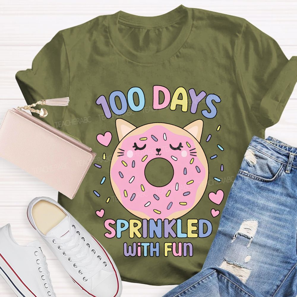 100 Days Sprinkled With Fun Pink Donuts T-Shirt