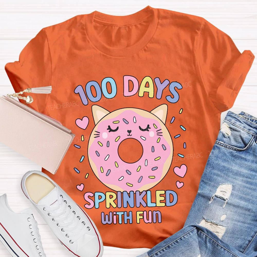 100 Days Sprinkled With Fun Pink Donuts T-Shirt