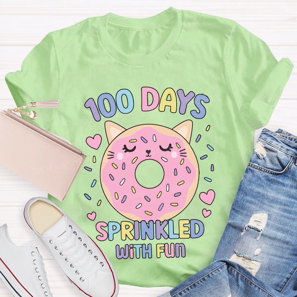 100 Days Sprinkled With Fun Pink Donuts T-Shirt