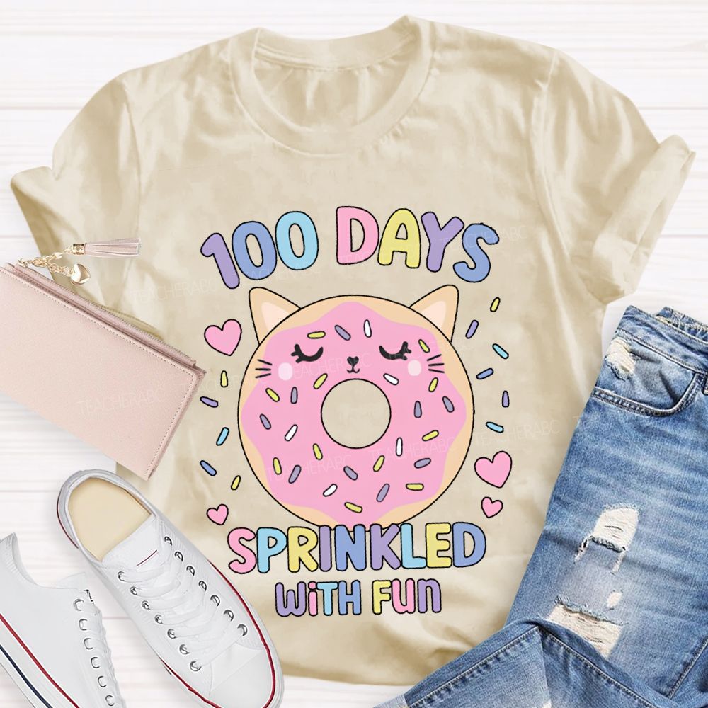 100 Days Sprinkled With Fun Pink Donuts T-Shirt