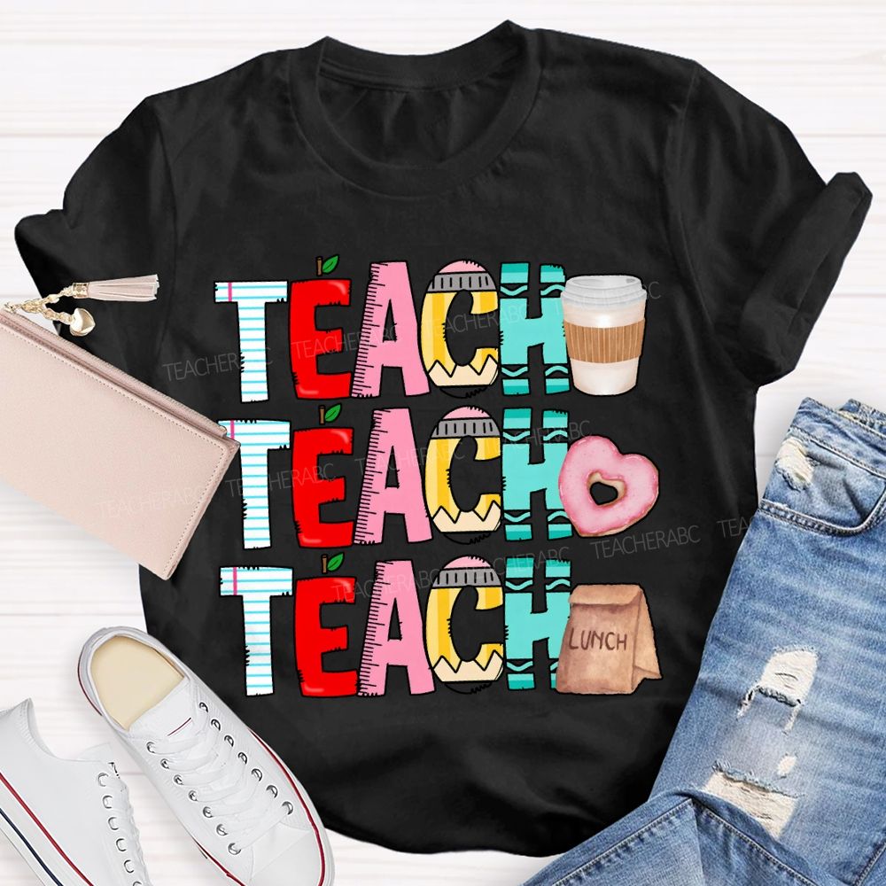 Teach Coffee And Heart-Shaped Donuts T-shirt