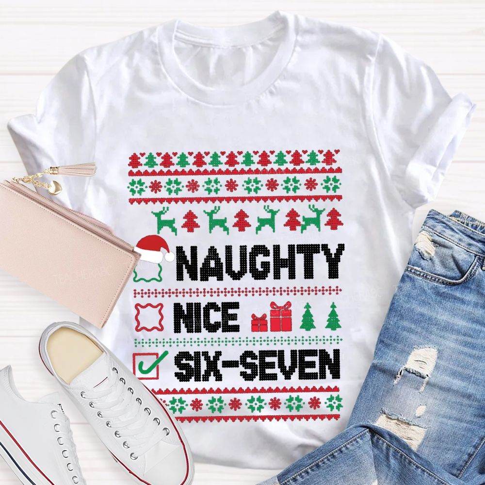 Naughty Nice Six Seven Christmas T-Shirt