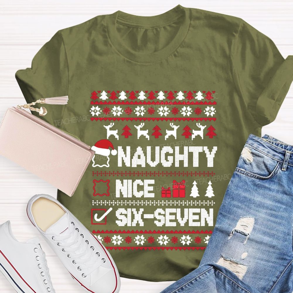 Naughty Nice Six Seven Christmas T-Shirt