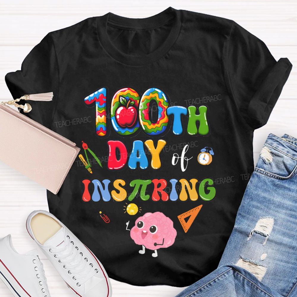 100th Day Inspiring Apple Math Teacher T-shirt
