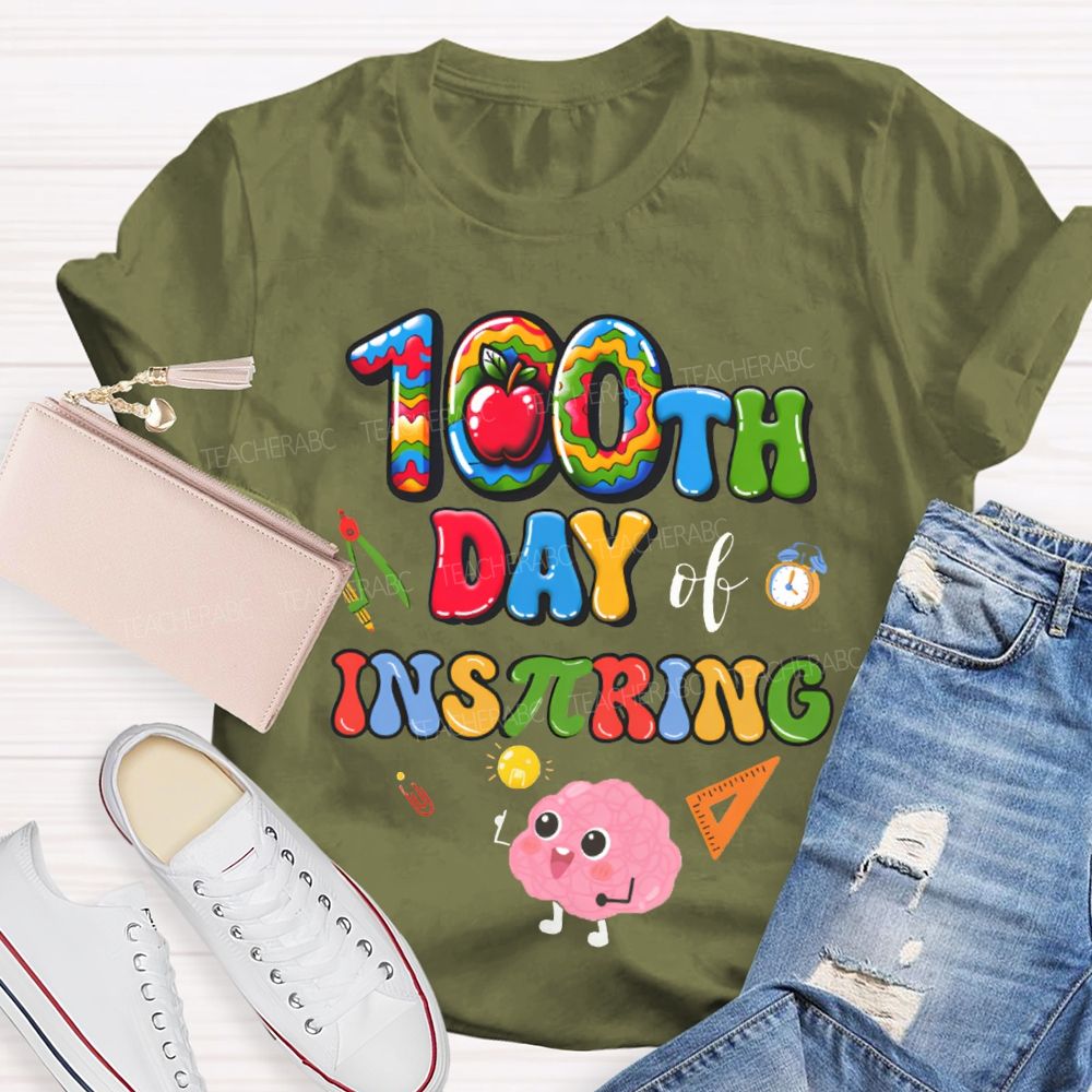 100th Day Inspiring Apple Math Teacher T-shirt