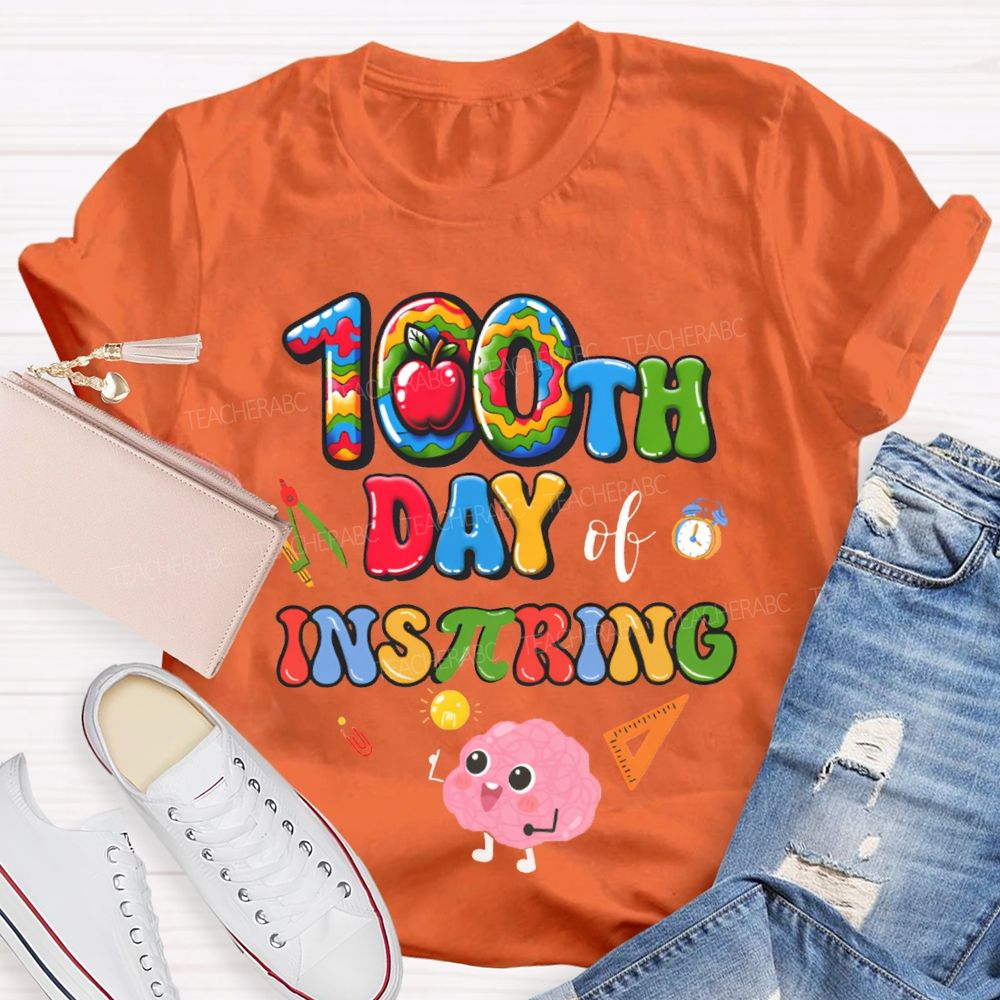 100th Day Inspiring Apple Math Teacher T-shirt