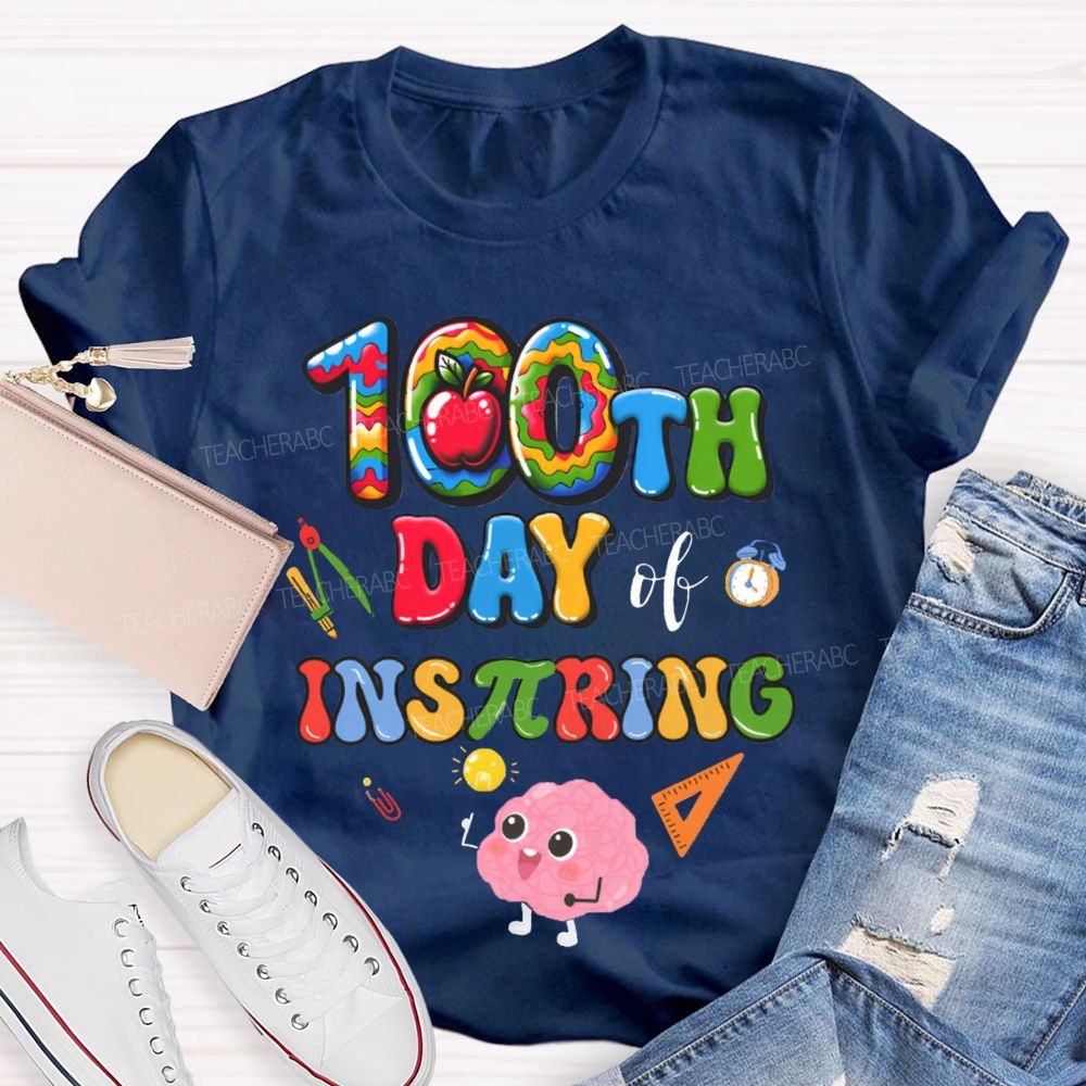 100th Day Inspiring Apple Math Teacher T-shirt