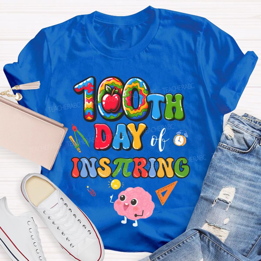 100th Day Inspiring Apple Math Teacher T-shirt