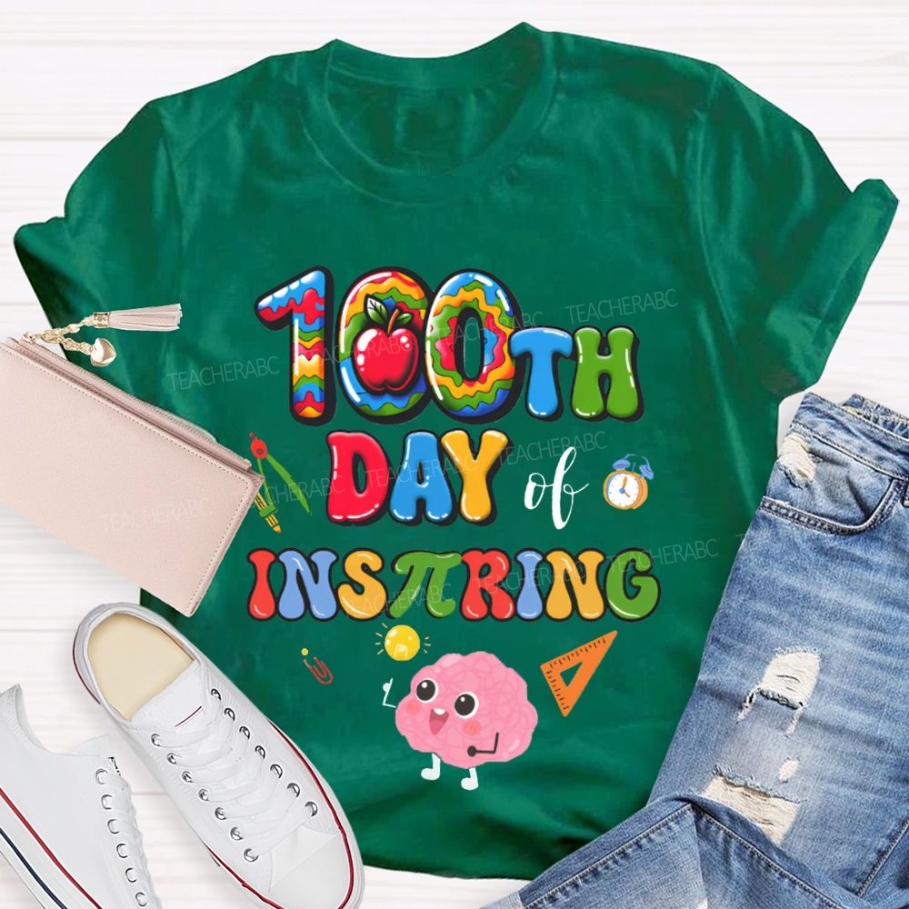 100th Day Inspiring Apple Math Teacher T-shirt