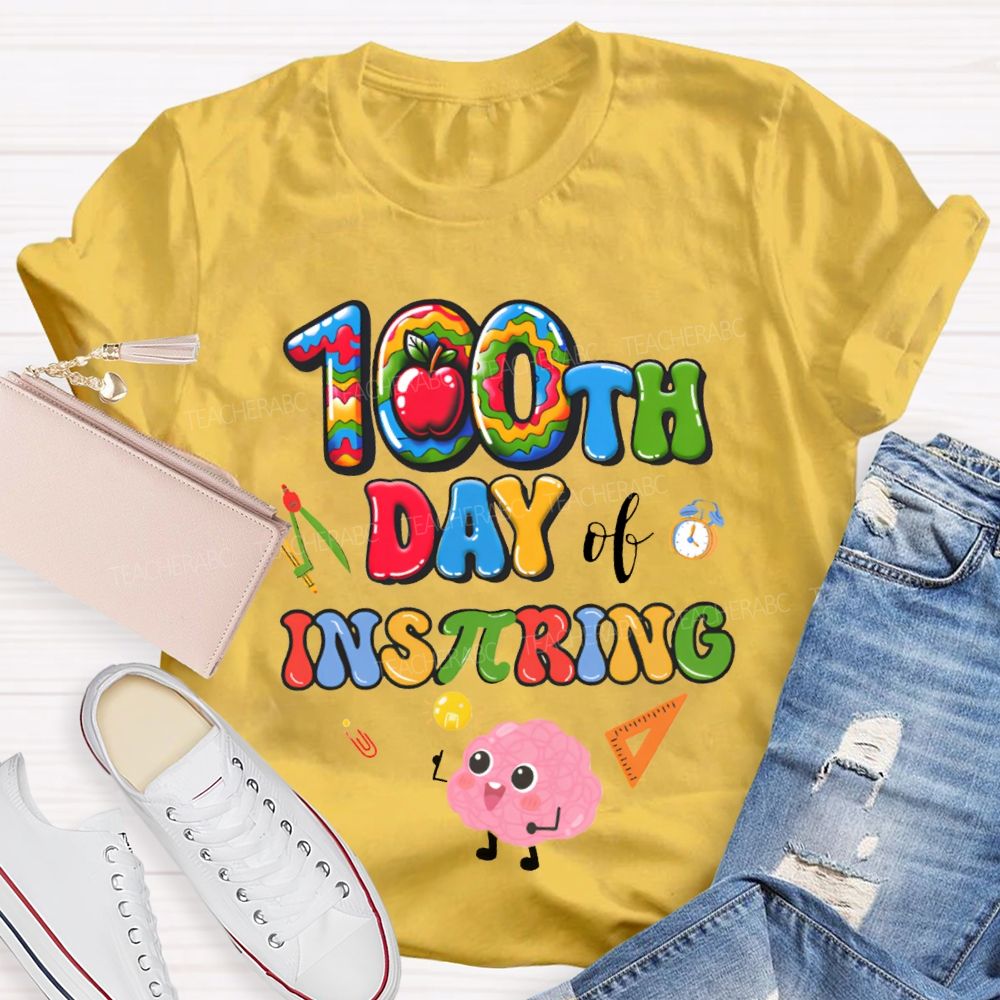 100th Day Inspiring Apple Math Teacher T-shirt