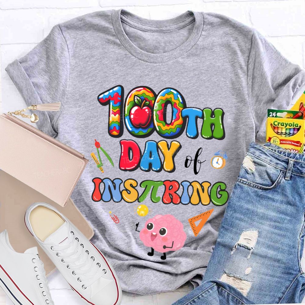 100th Day Inspiring Apple Math Teacher T-shirt
