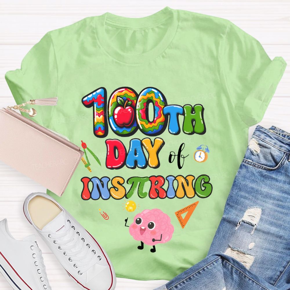 100th Day Inspiring Apple Math Teacher T-shirt