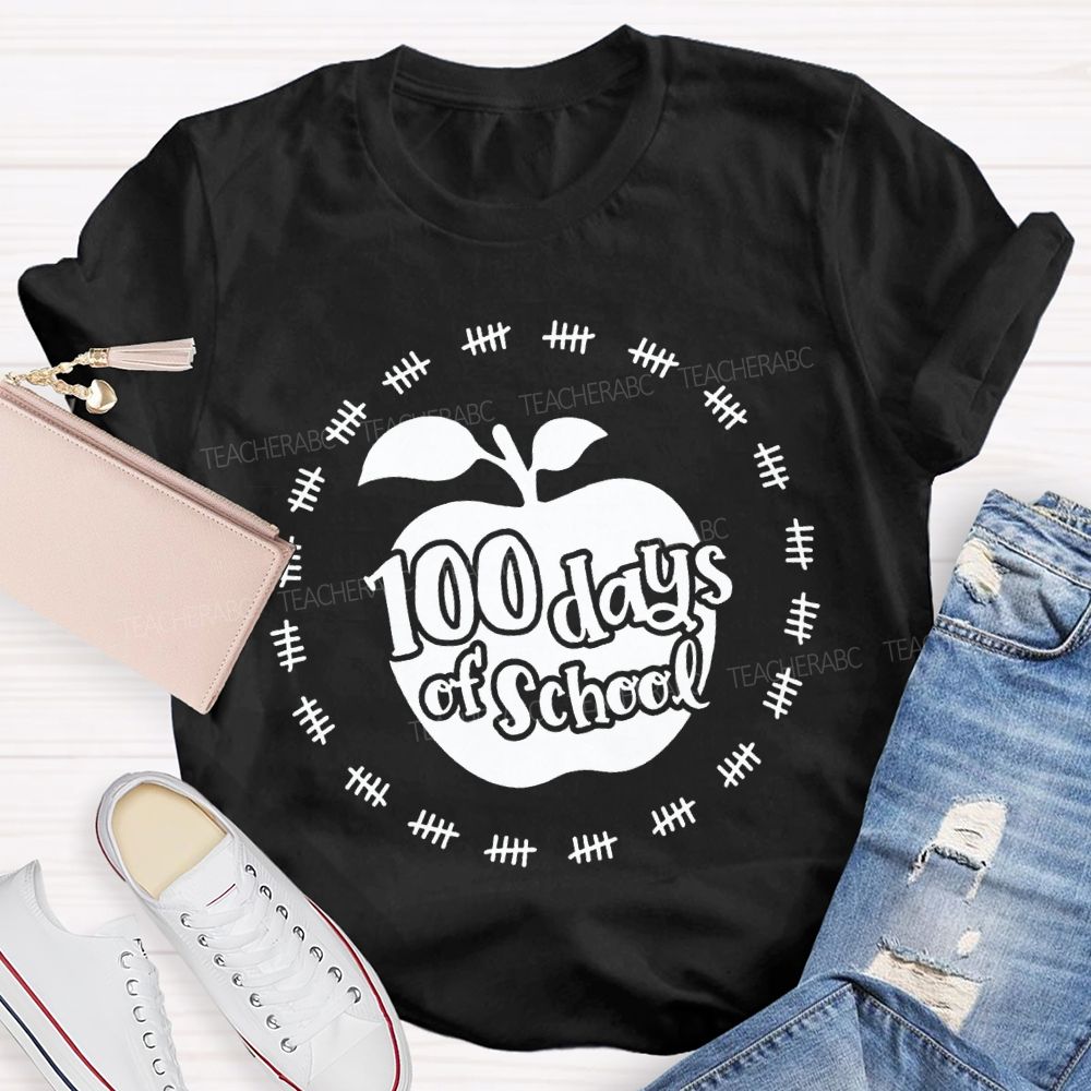 100 Days Of School Apple Print T-shirt
