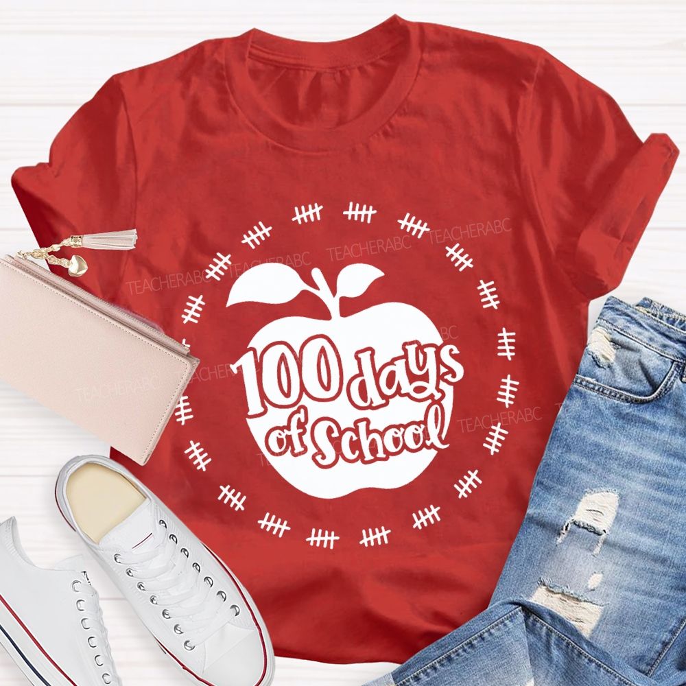 100 Days Of School Apple Print T-shirt