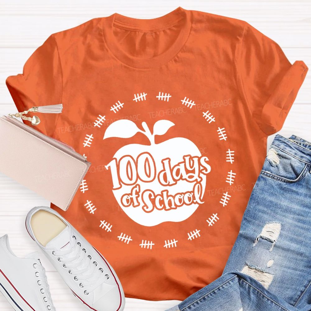 100 Days Of School Apple Print T-shirt