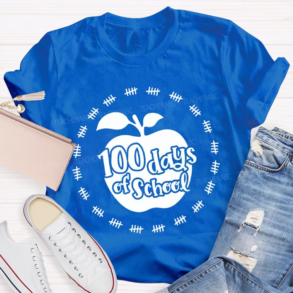 100 Days Of School Apple Print T-shirt