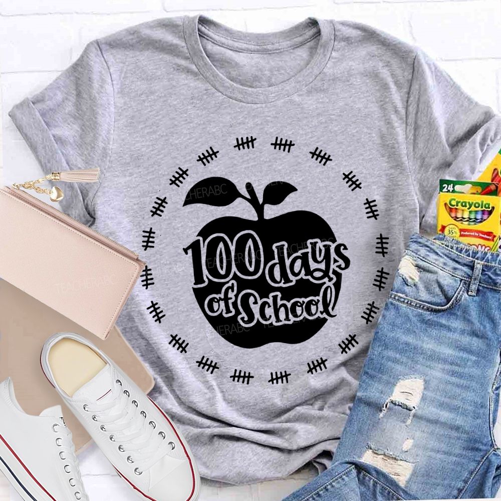 100 Days Of School Apple Print T-shirt