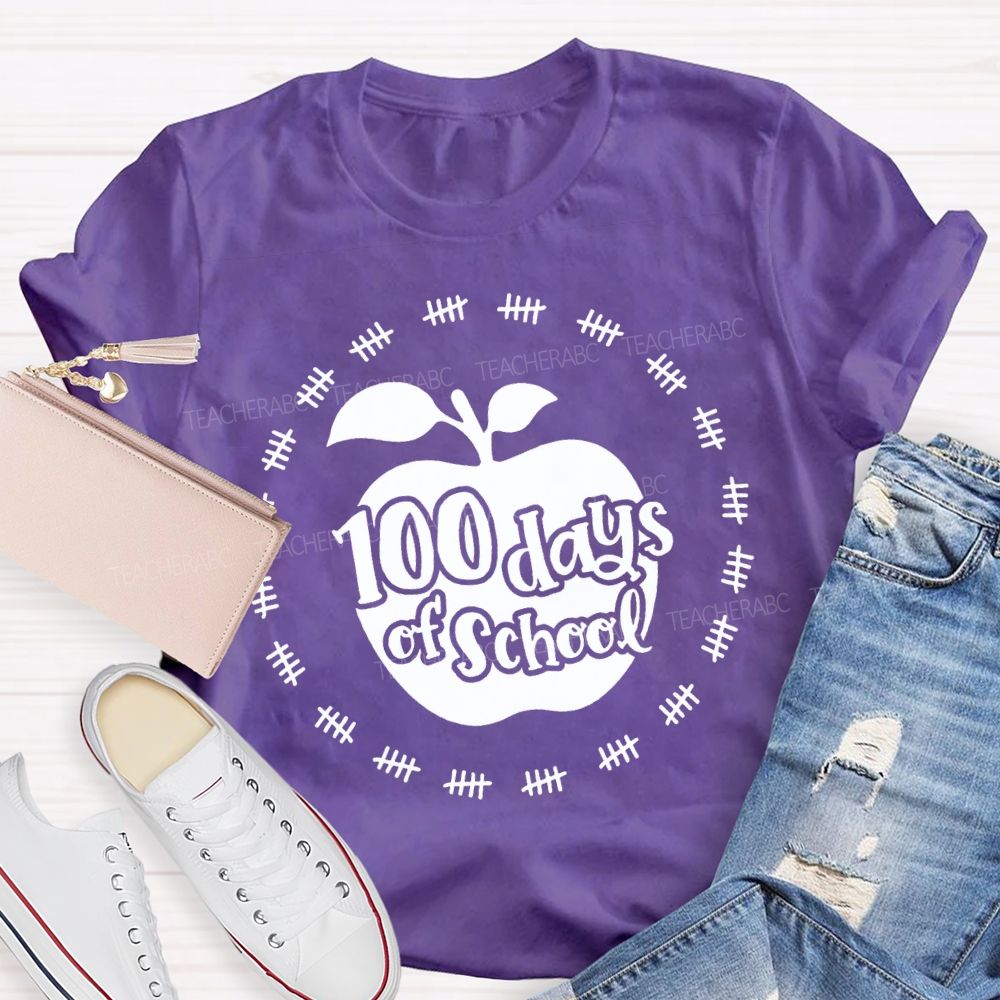 100 Days Of School Apple Print T-shirt