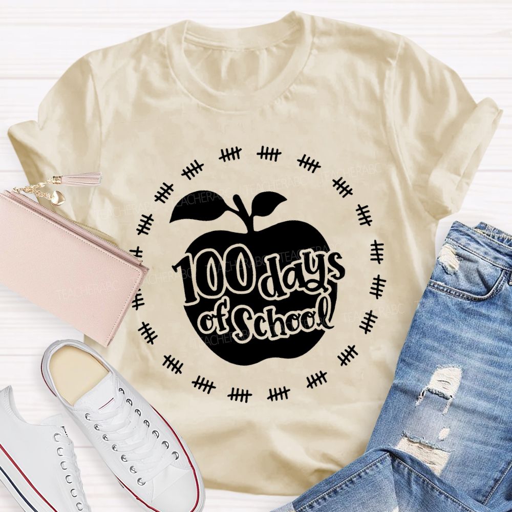 100 Days Of School Apple Print T-shirt