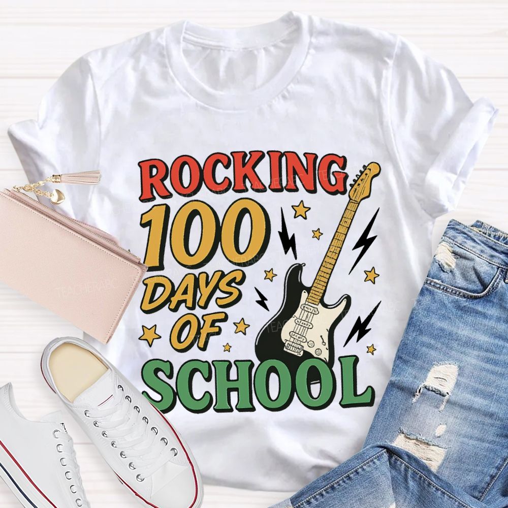 Rocking 100 Days Of School And A Guitar T-shirt
