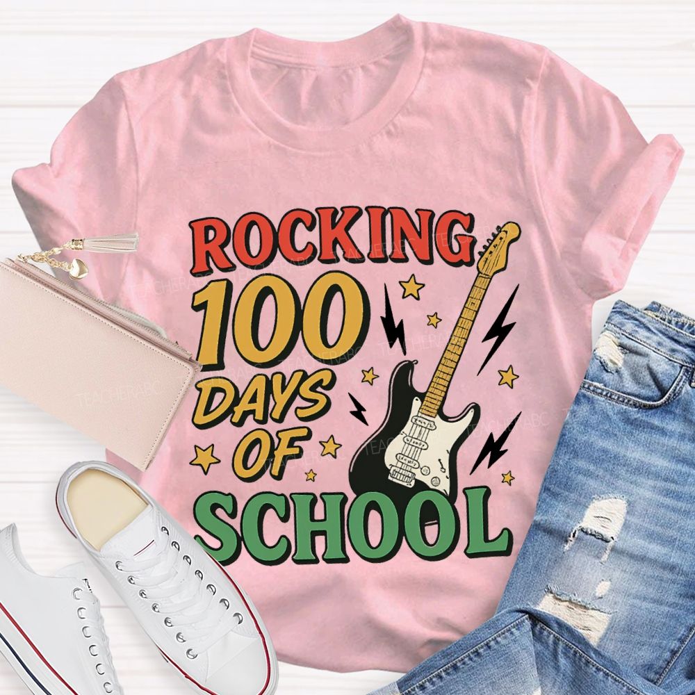 Rocking 100 Days Of School And A Guitar T-shirt