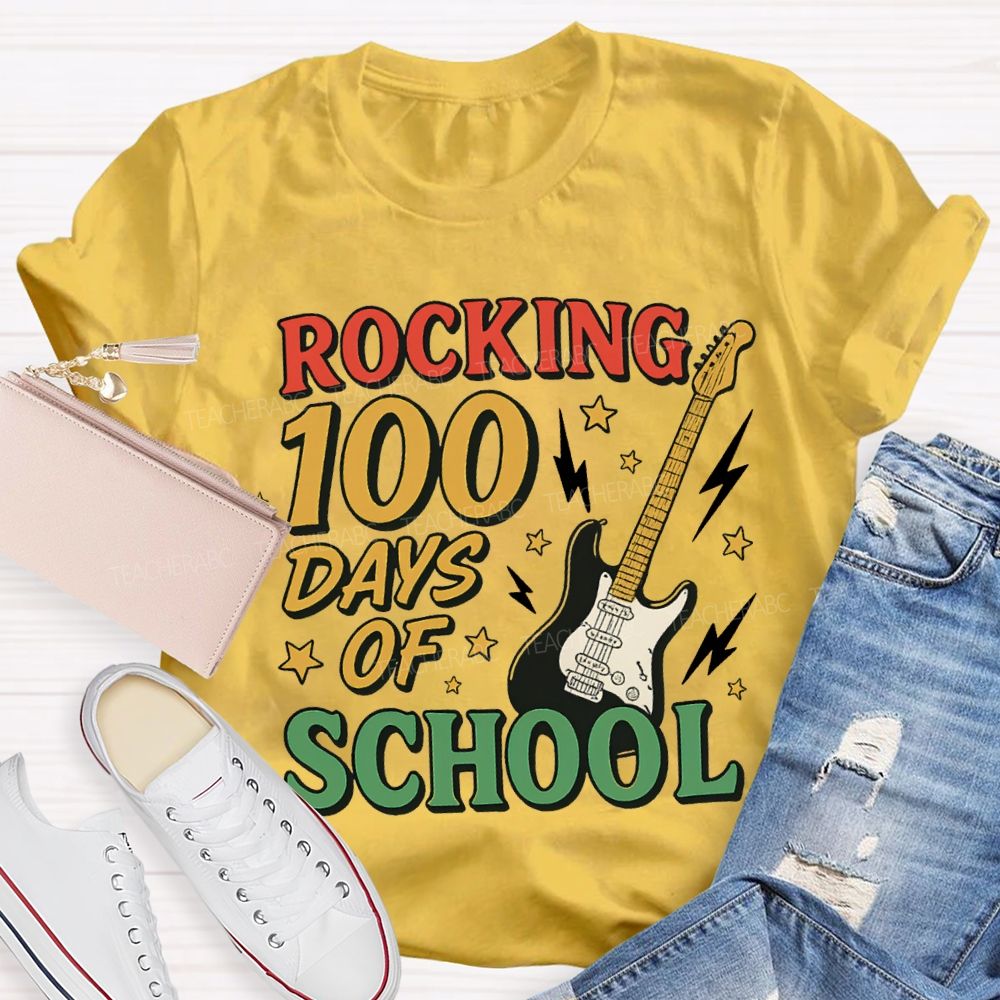 Rocking 100 Days Of School And A Guitar T-shirt
