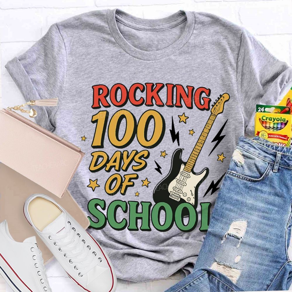 Rocking 100 Days Of School And A Guitar T-shirt