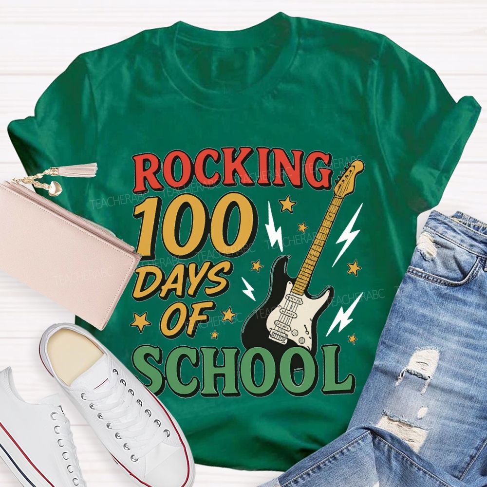 Rocking 100 Days Of School And A Guitar T-shirt