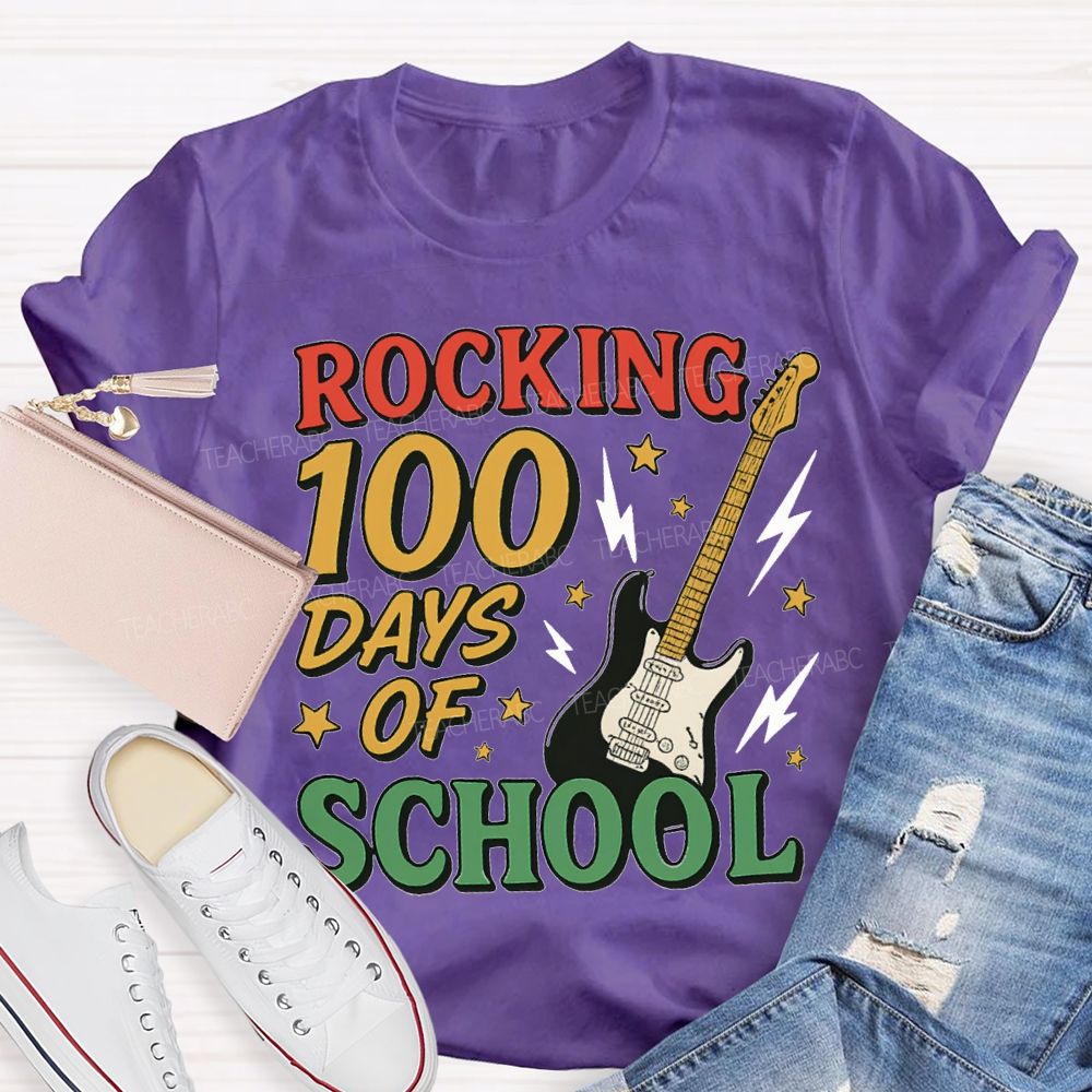 Rocking 100 Days Of School And A Guitar T-shirt