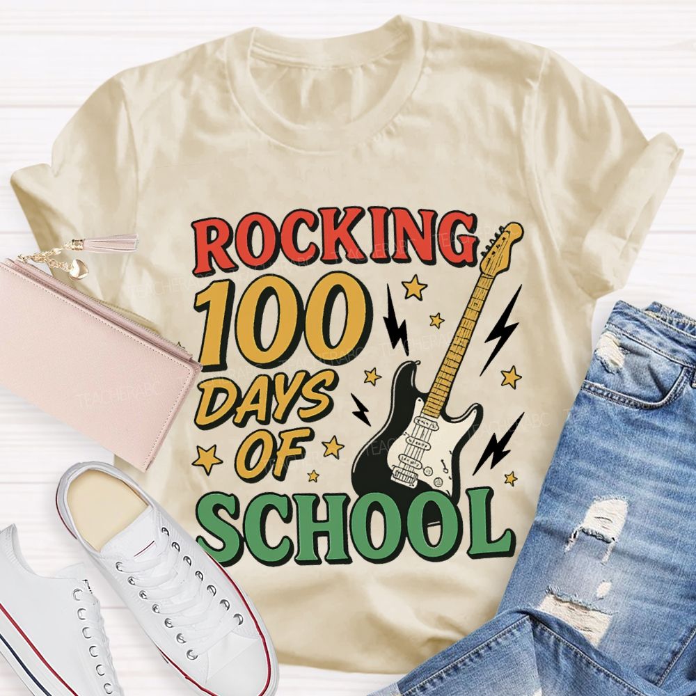 Rocking 100 Days Of School And A Guitar T-shirt