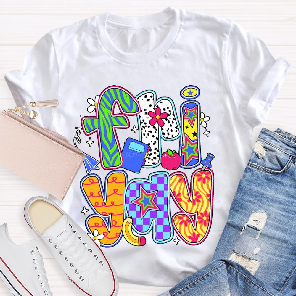 Fri Yay Polka Dot And Checkered Font T-shirt