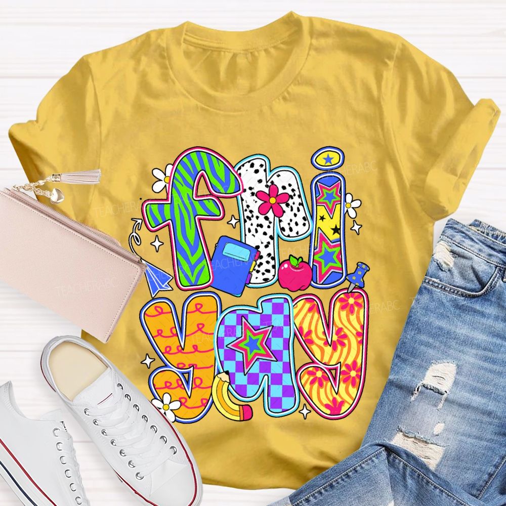 Fri Yay Polka Dot And Checkered Font T-shirt