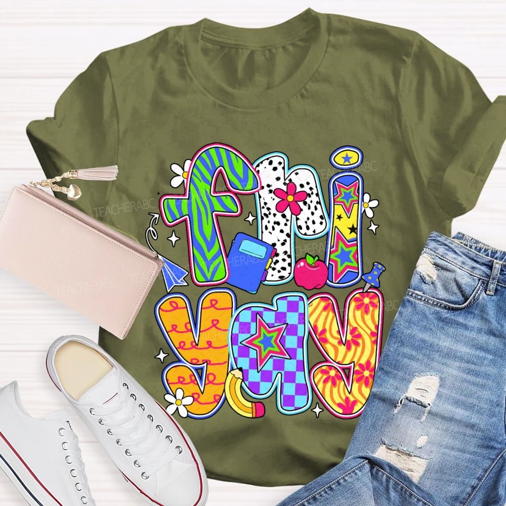 Fri Yay Polka Dot And Checkered Font T-shirt