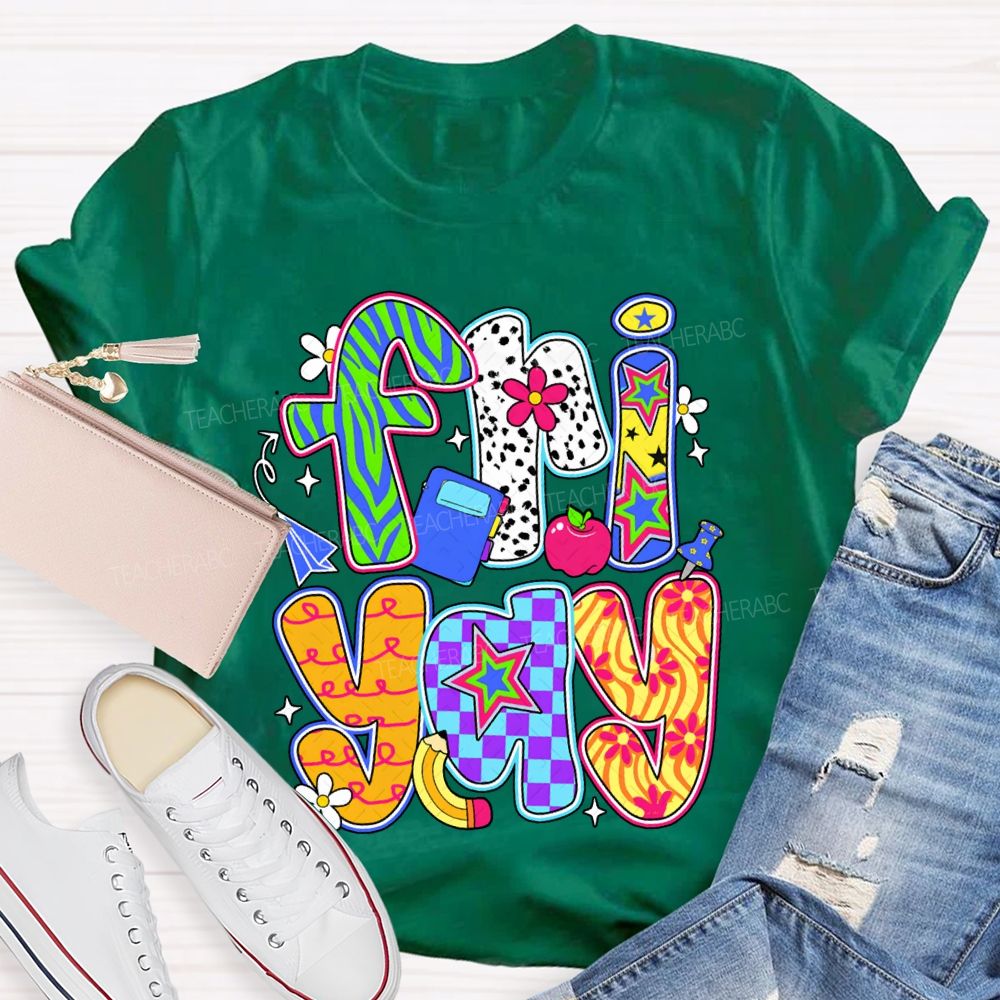 Fri Yay Polka Dot And Checkered Font T-shirt