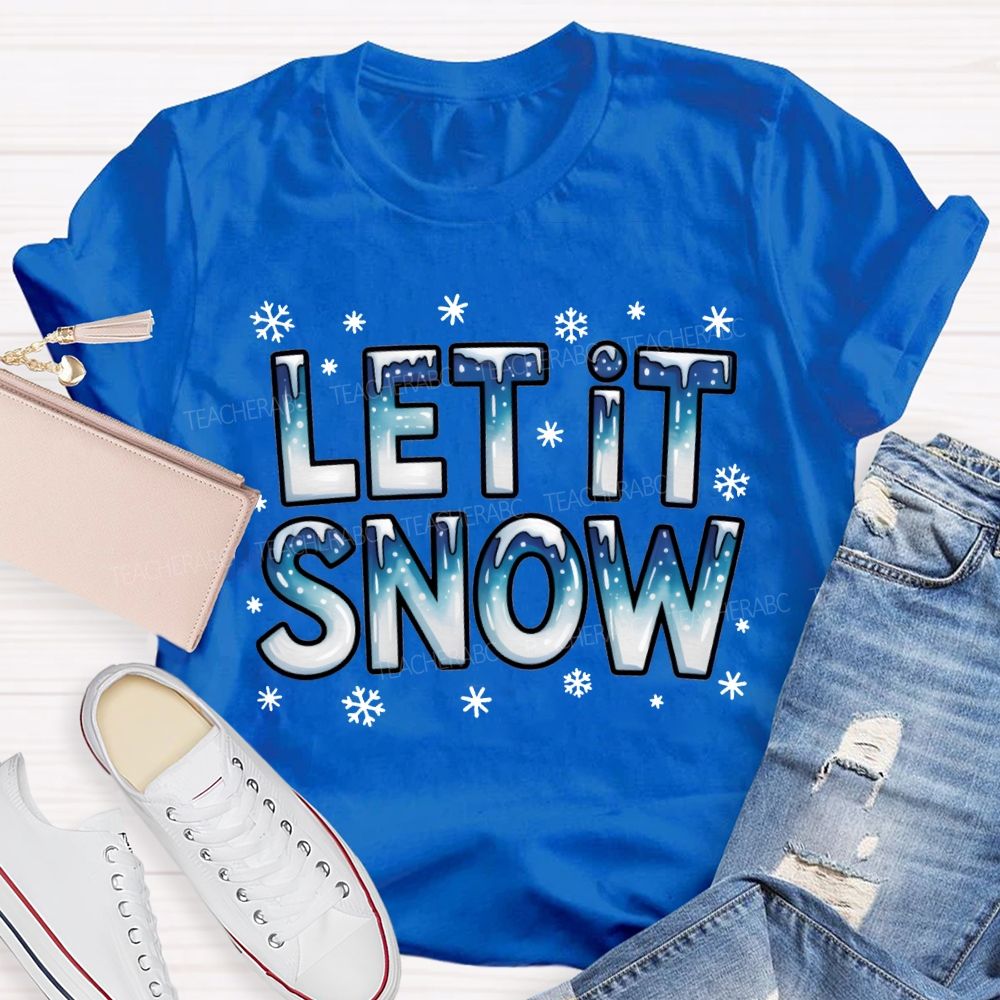 Let It Snow Snowflake Fonts Christmas T-shirt