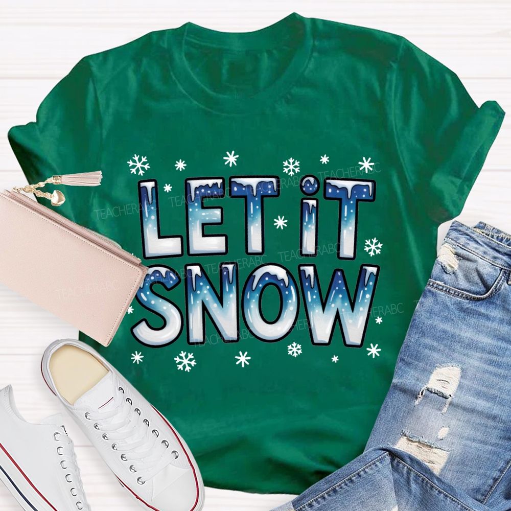 Let It Snow Snowflake Fonts Christmas T-shirt