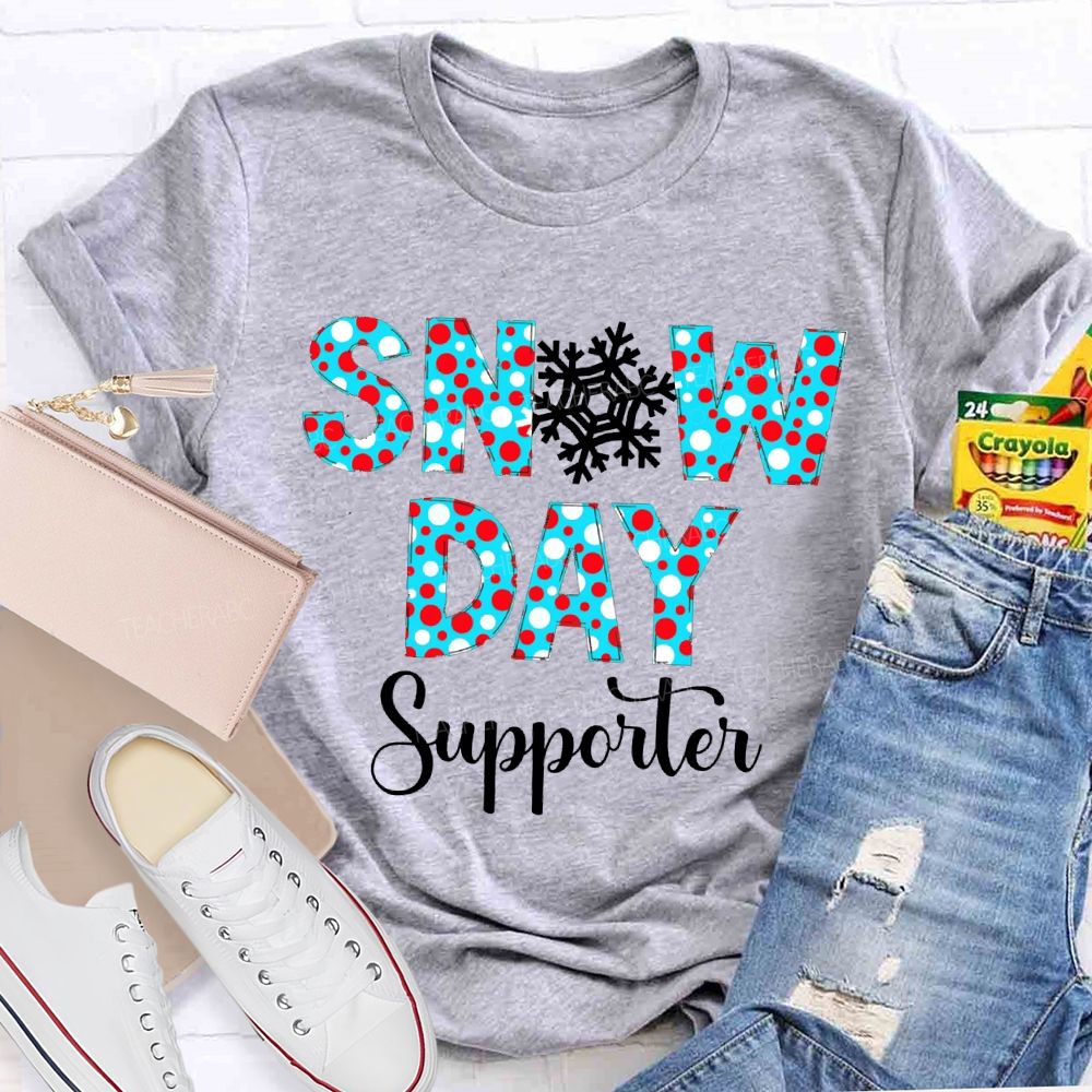Snow Day Supporter Christmas With Snowflake And Polka Dot Font T-shirt