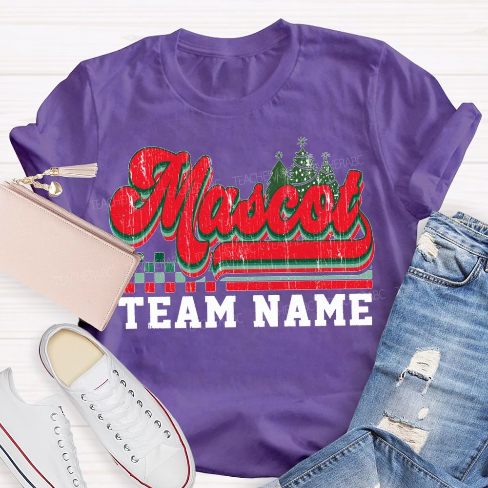 Personalized Mascot And Team Name Christmas Trees And Merry Christmas T-shirt
