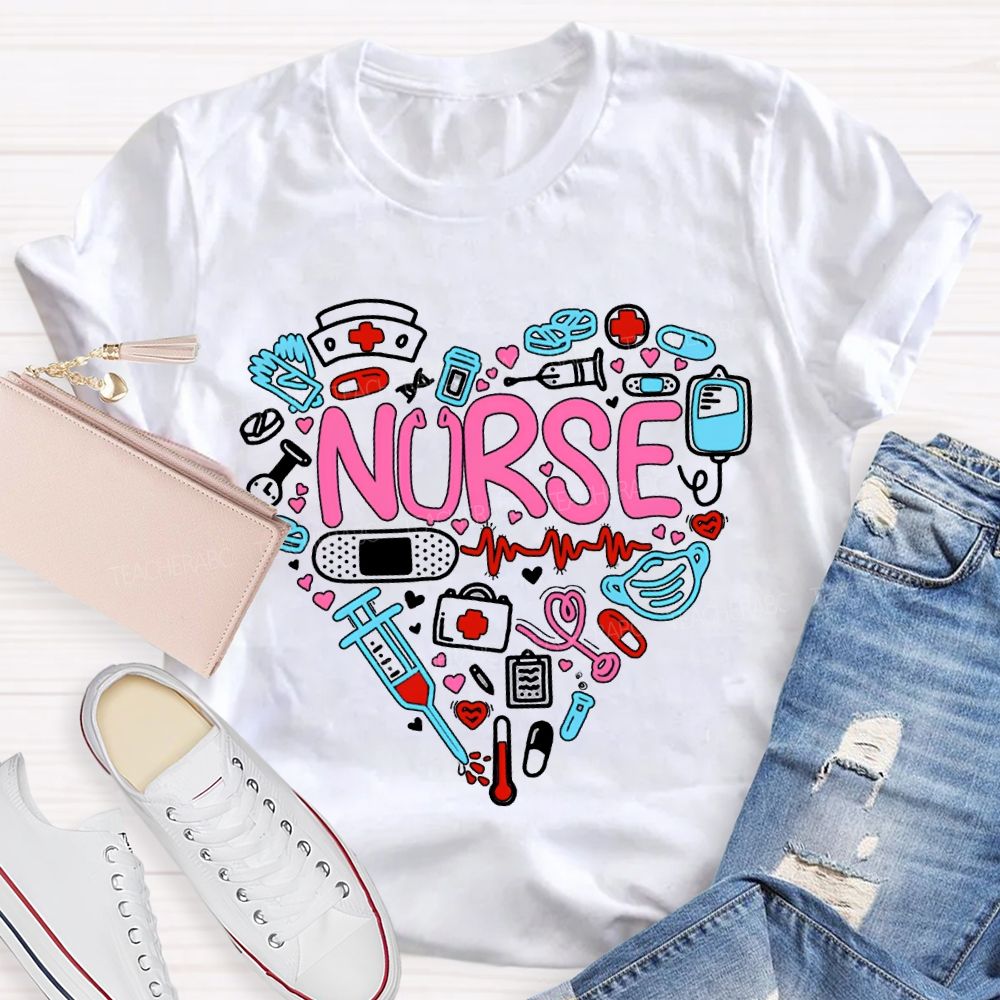 School Nurse Pink Vibes Valentine'S Day T-shirt