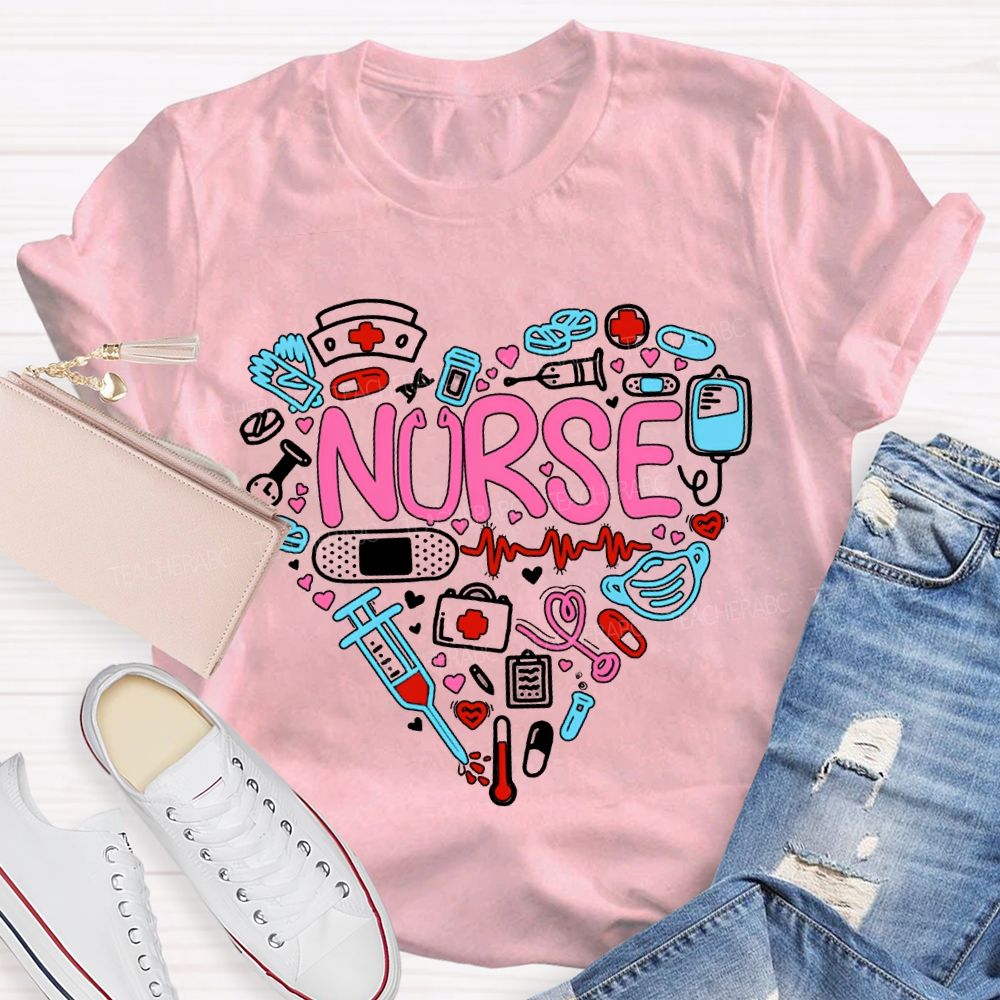 School Nurse Pink Vibes Valentine'S Day T-shirt